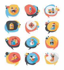 Christmas bubble speech banner design flat background set, eps10