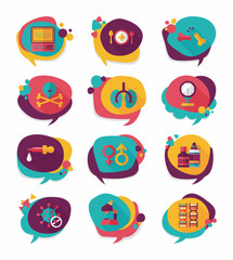 hospital bubble speech banner design flat background set, eps10