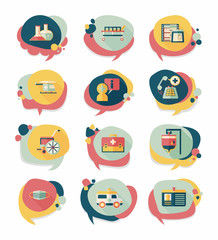 hospital bubble speech banner design flat background set, eps10