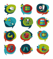 Fototapeta premium Sport speech bubble flat banner design background set, eps10