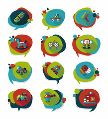 Toy speech bubble banner design flat background set, eps10
