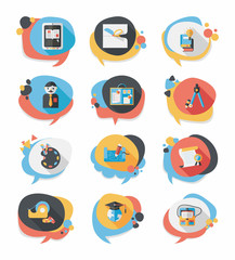 School bubble speech banner design flat background set, eps10