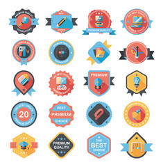 School badge banner design flat background set, eps10