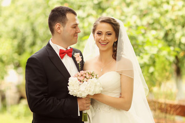 Bride and groom on their wedding day