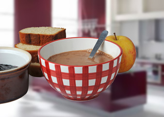 Bol de chocolat petit déjeuner.