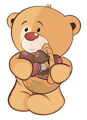 Bear with mushrooms  cartoon