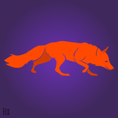 Red running fox silhouette