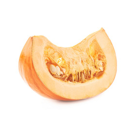 Orange pumpkin slice piece isolated