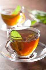 healthy herbal tea with sage leaf