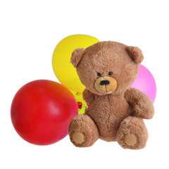 bear with bright balloons