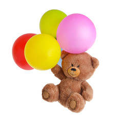 bear with bright balloons
