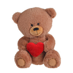 a toy bear with a red heart