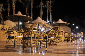Hotel facade in Egypt With palm trees