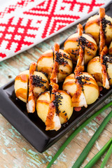 Potato salmon with smoked eel