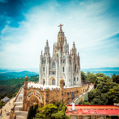 Tibidabo church on mountain in Barcelona