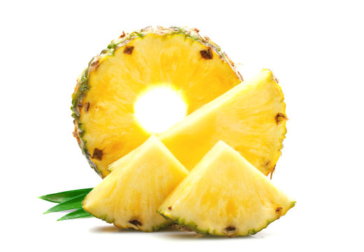 Slice of ripe pineapple.