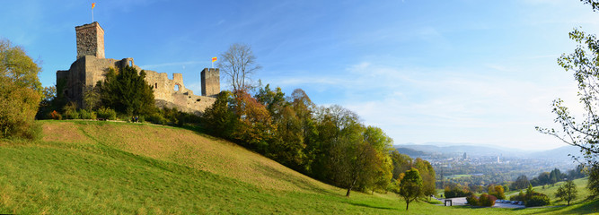 Fototapeta na wymiar Panoramic view with the Rotteln castle