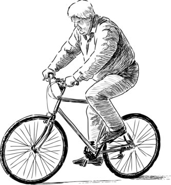 elderly man riding a bicycle