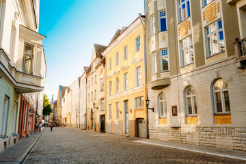 Fototapeta na wymiar Streets And Old Part City Architecture Estonian Capital, Tallinn