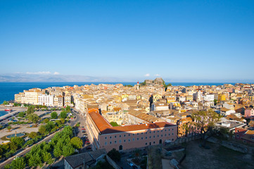 Obraz premium Corfu cityscape from the New Fortress, Greece.