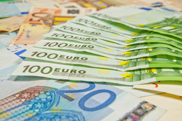 A lot of euro banknotes - large sum of money