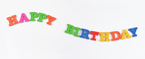 Happy birthday colorful text on a white