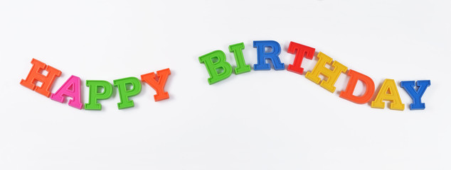 Happy birthday colorful text on a white