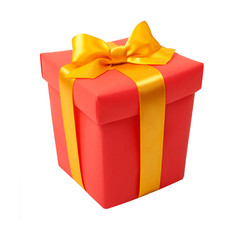 red box with yellow ribbon isolated