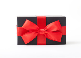 box with red ribbon isolated