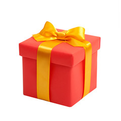 red box with yellow ribbon isolated