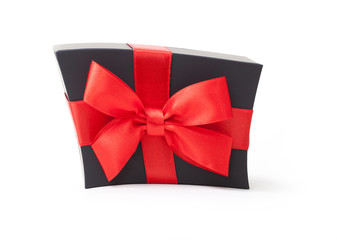 box with red ribbon isolated