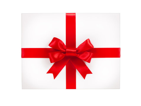 gift box with red ribbon and teg