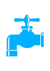 Blue faucet icon on white background