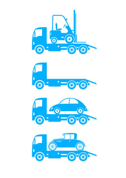 Tow truck icons on white background