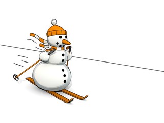 little sketchy snowman on ski