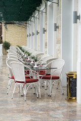 Vintage chair and table Beside the hotel