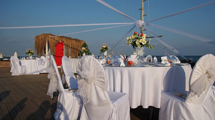 Table Set Up at the Beach Wedding
