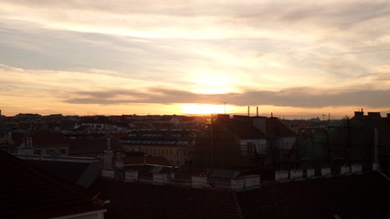 Fototapeta na wymiar Sunset over Vienna Ottakring