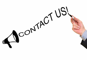 Contact Us text on white background