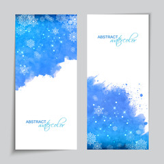Abstract Vector Watercolor Blue Banners