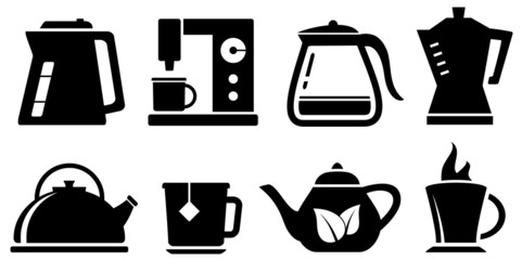 set icon for coffee and tea appliances