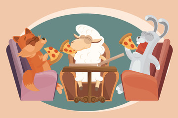 Vector illustration. Card with lamb friends. © mega_spy