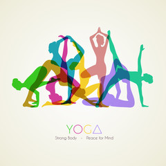 Yoga poses woman's silhouette - 72938285