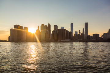 Fototapeta na wymiar New York Downtown Skyline at Sunset