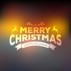 Christmas calligraphy on blured background