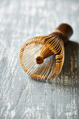 A bamboo whisk for matcha tea