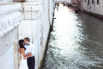 Beautiful wedding couple in Venice