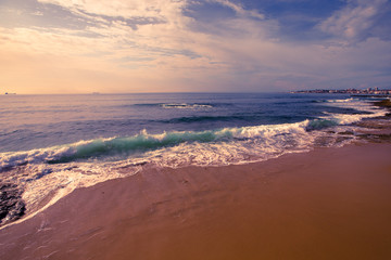 Disturbed ocean on the waterfront. Estoril. Portugal