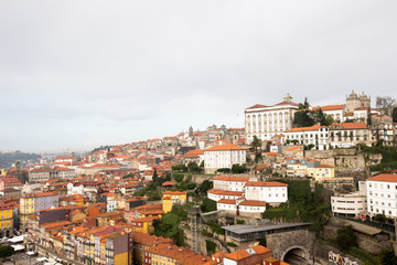 Naklejka na ściany i meble City view from the railway bridge. Porto, Portugal