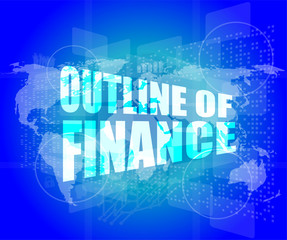 outline of finance words on digital touch screen interface